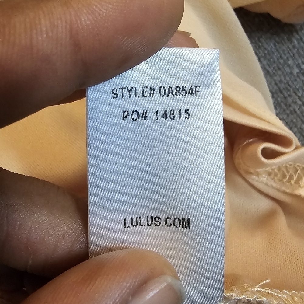Lulu's Pastel Melon Light Orange Boho Lace Ruffle Festive Casual Dress Medium - Picture 6 of 8